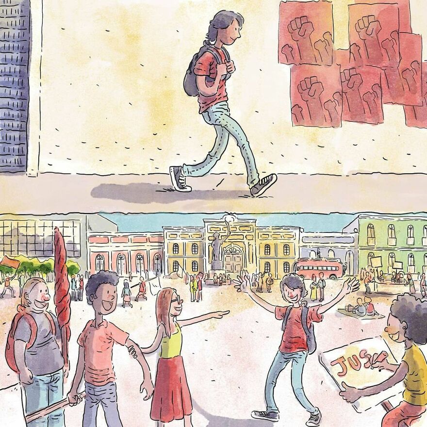 Este artista cuenta en 5 cómics historias desgarradoras sobre los problemas de la sociedad sin usar ni una palabra