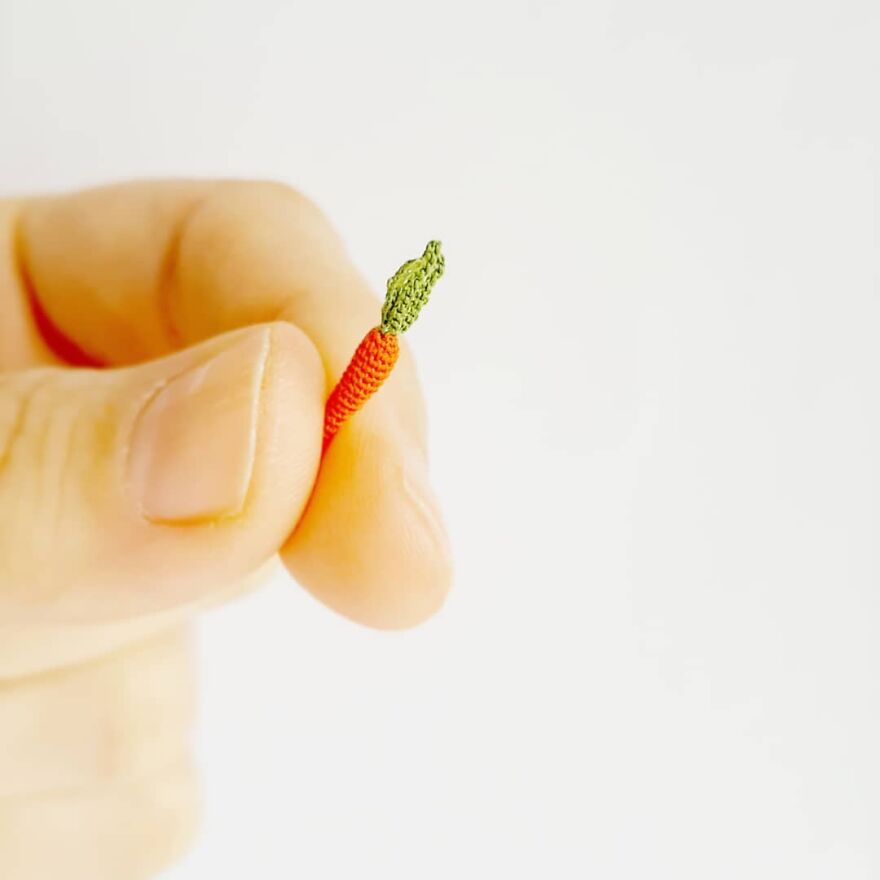 Artist Creates Crochet Animals So Tiny They Fit At Your Fingertips