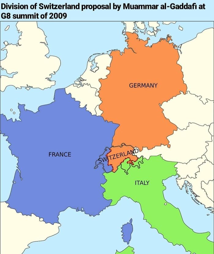 Division Of Switzerland, Proposed By Muammar Al-Gadaffi At G8 Summit In 2009