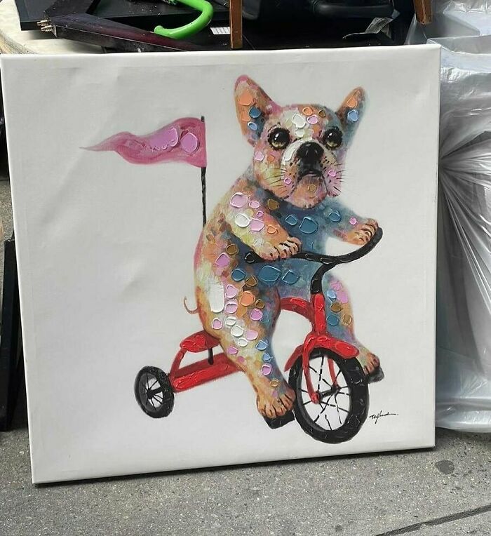Have You Always Wanted A Painting Of A Tiny Dog On A Tricycle?! Now Is Your Chance! 