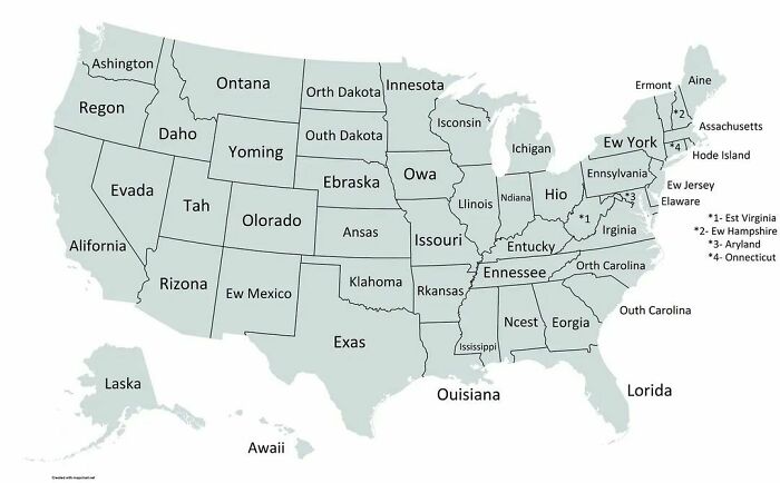 Us States But The First Letter Is Missing