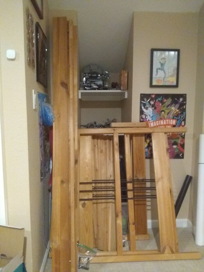 Legos And What I Believe Is A Bedframe. The Drawing Of The Jumping Person Was Made By My Brother.