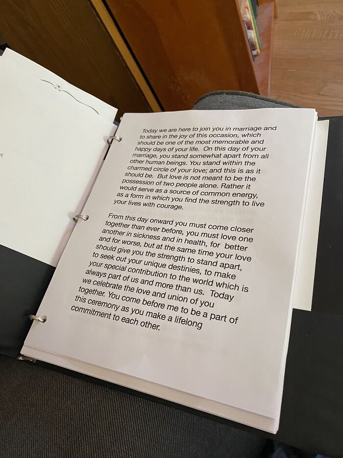 In 2 Hours I'm Officiating At A Friend's Son's Wedding. I'm Getting Butterflies In My Stomach Just Re-Reading The Vows, Hoping I Don't Mess It Up.