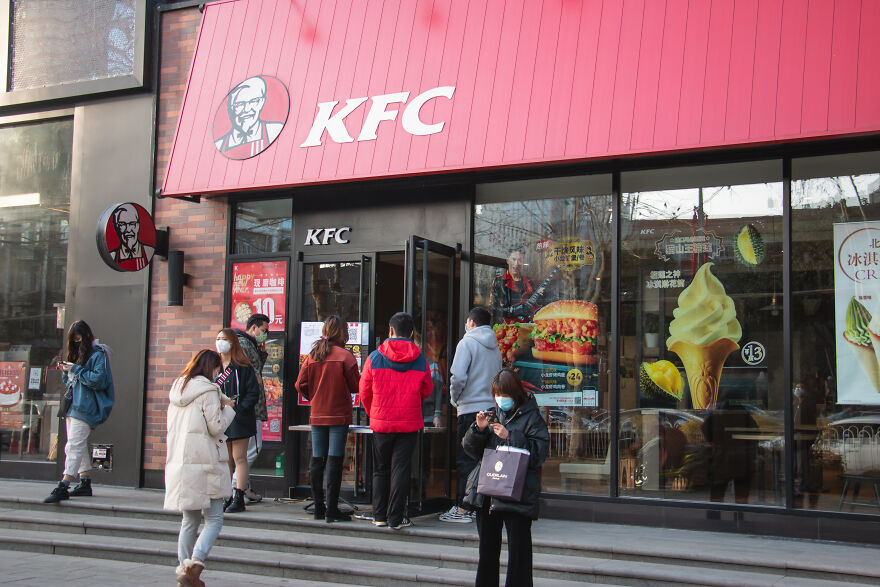 People Weren't Allowed Into Any Restaurants, So They Had To Queue Outside The Few That Were Allowed To Open