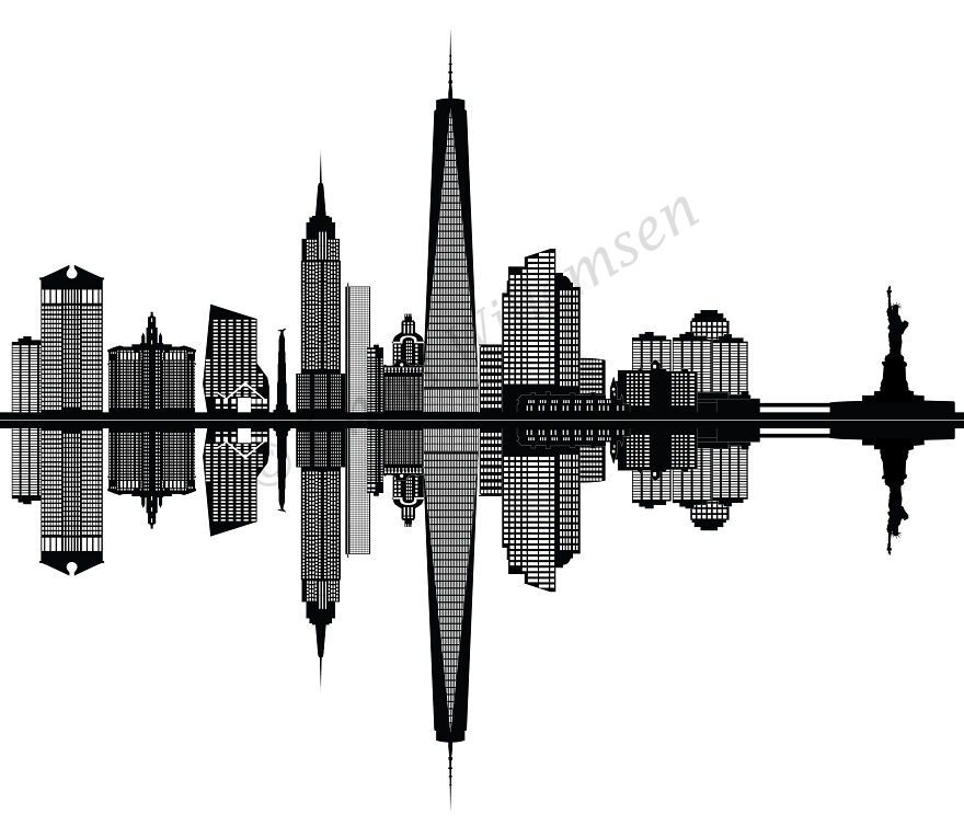 New York Mirror City Skyline