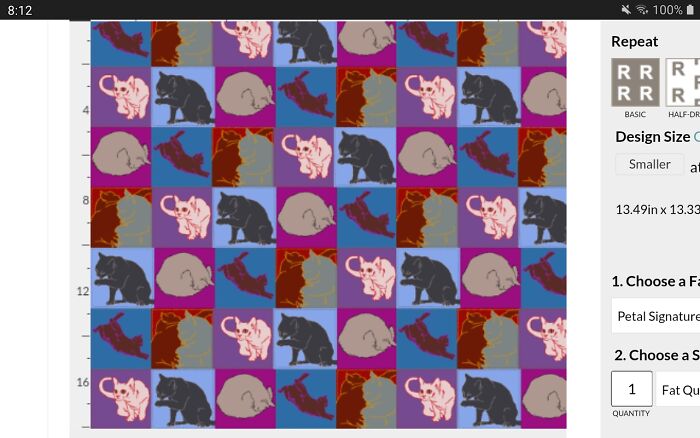 Cat Quilt Fabric I Designed (Hand Drawn Pictures Of My Cats) On Spoonflower