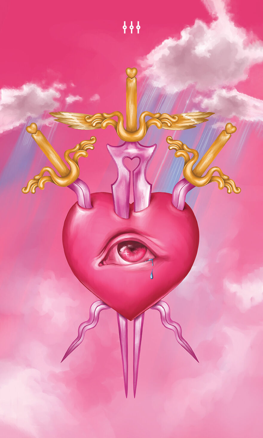 The Three Of Swords - This One Low Key Belongs On An Early Naughties Trucker Hat.