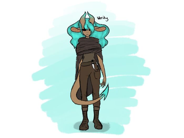 Drawing Of My D&d Character, Verity (Tiefling). Done With Procreate
