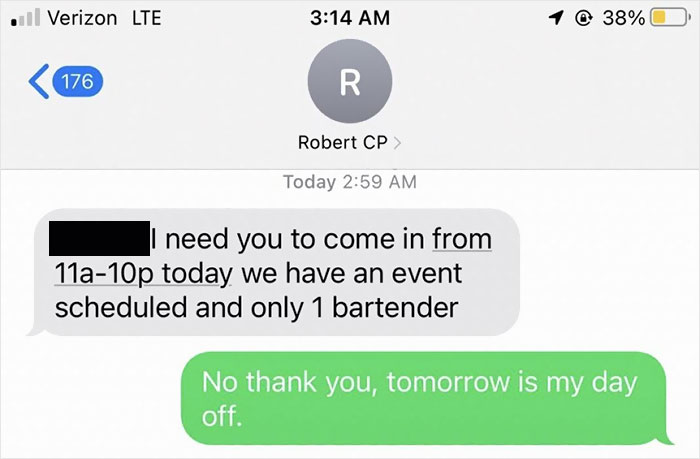 Boss Criticizes Bartender For Drinking During His Day Off, Changes His Tone Immediately When They Quit