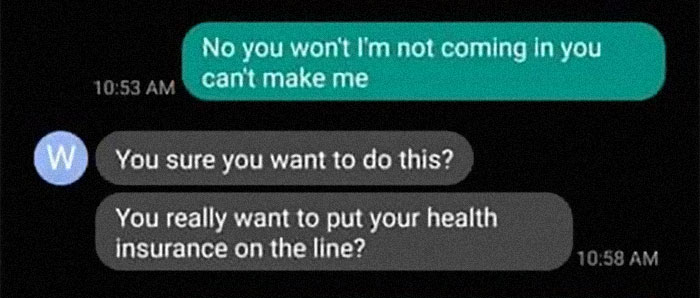 Boss Threatens Overworked Employee With Health Insurance, They Quit And Get A Lawyer Involved
