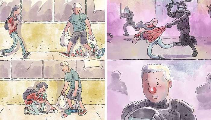 Este artista cuenta en 5 cómics historias desgarradoras sobre los problemas de la sociedad sin usar ni una palabra