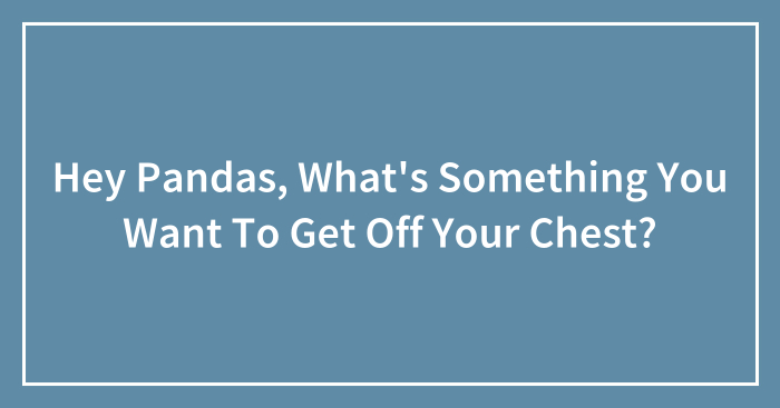Hey Pandas, What’s Something You Want To Get Off Your Chest? (Closed)