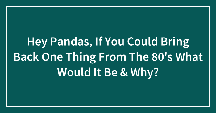 Hey Pandas, If You Could Bring Back One Thing From The 80’s What Would It Be & Why? (Closed)