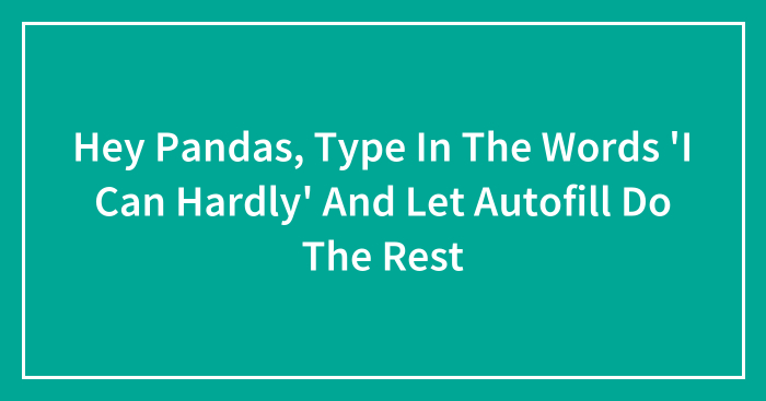 Hey Pandas, Type In The Words ‘I Can Hardly’ And Let Autofill Do The Rest (Closed)