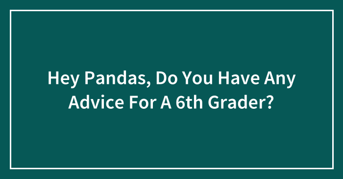 Hey Pandas, Do You Have Any Advice For A 6th Grader? (Closed)