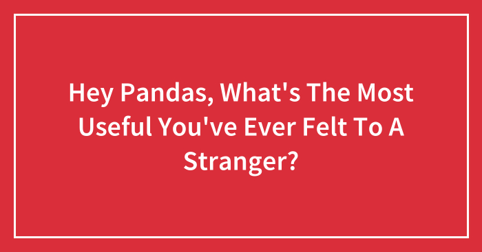 Hey Pandas, What’s The Most Useful You’ve Ever Felt To A Stranger? (Closed)
