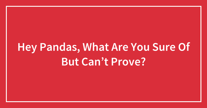 Hey Pandas, What Are You Sure Of But Can’t Prove? (Closed)