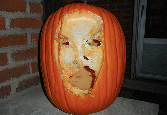 So It Turns Out That Leaving A Jack O'Lantern Next To A Tree Where Squirrels Can Eat Away Its Face Results In The Most Terrifying Pumpkin Ever