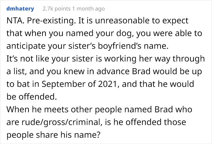 Person Gives Their Dog A Human Name, Turns Out His Sister’s Boyfriend Is Named The Same And Family Drama Ensues Person Gives Their Dog A Human Name, Turns Out His Sister’s Boyfriend Is Named The Same And Family Drama Ensues