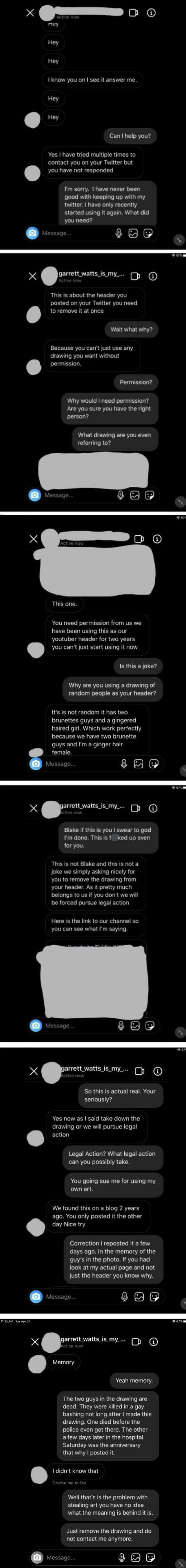 Mu Cousin Who Post Her Art On Instagram And Twitter Sent Me These Screenshot Of Someone Who Dm’d Her