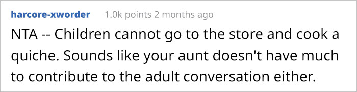 22-Year-Old Guy Gets Asked To Sit With The Kids At Family Party, Takes The Quiche He Brought And Just Leaves