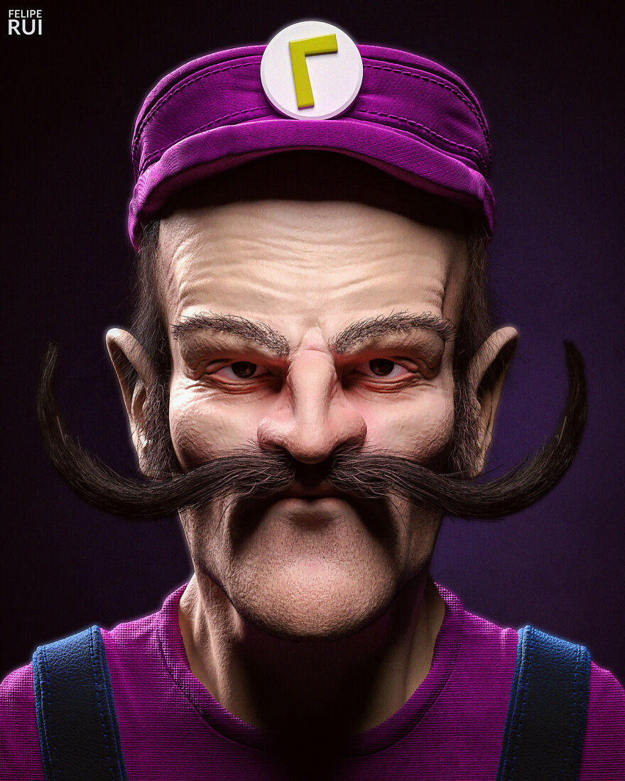 Digital artist's terrifying version of a popular character with exaggerated features and dark, unsettling style.