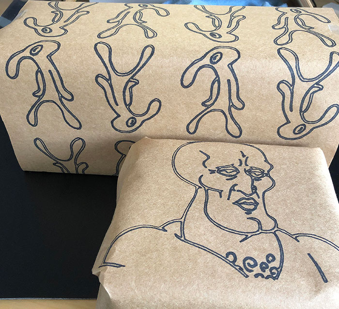 I Like To Decorate Wrapping Paper With Absurd Things. Today Is My Little Brother’s Birthday