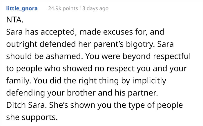 Girlfriend Gets Mad After Guy Walks Out Of Dinner With Her Parents When They Start Insulting His Brother And His Husband