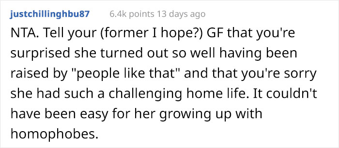 Girlfriend Gets Mad After Guy Walks Out Of Dinner With Her Parents When They Start Insulting His Brother And His Husband