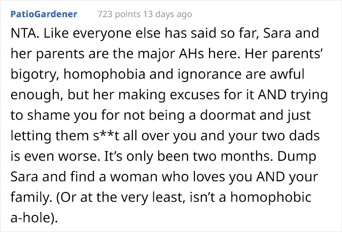 Girlfriend Gets Mad After Guy Walks Out Of Dinner With Her Parents When They Start Insulting His Brother And His Husband
