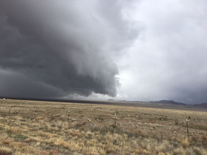 Driving Into A Snow Storm Near Socorro Nm. Clouds So Heavy With Moisture It Tips To The Ground
