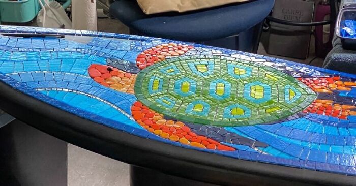 I Created This Sea Turtle Mosaic Surfboard (9 Pics) I Created This Sea Turtle Mosaic Surfboard (9 Pics)