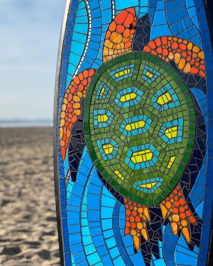 I Created This Sea Turtle Mosaic Surfboard (9 Pics) I Created This Sea Turtle Mosaic Surfboard (9 Pics)