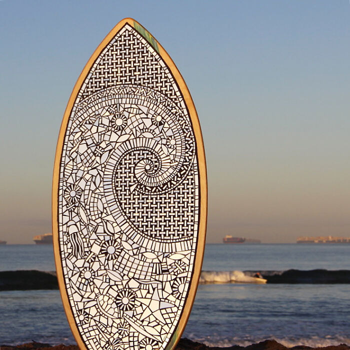 I Created This All Mirror Ocean Wave Inspired Mosaic Skim Board