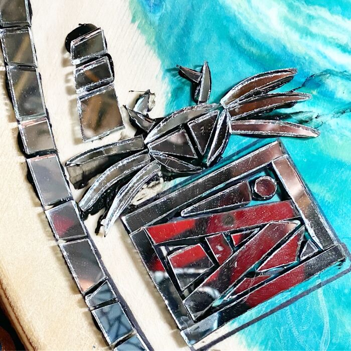 I Created This All Mirror Ocean Wave Inspired Mosaic Skim Board