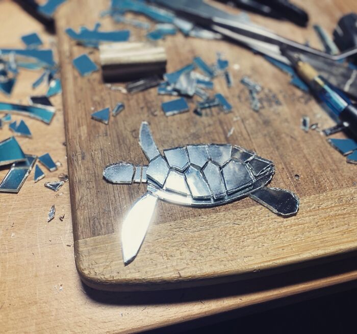 I Created This All Mirror Ocean Wave Inspired Mosaic Skim Board