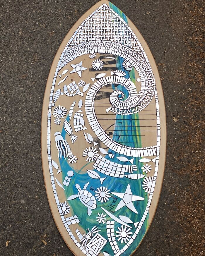 I Created This All Mirror Ocean Wave Inspired Mosaic Skim Board