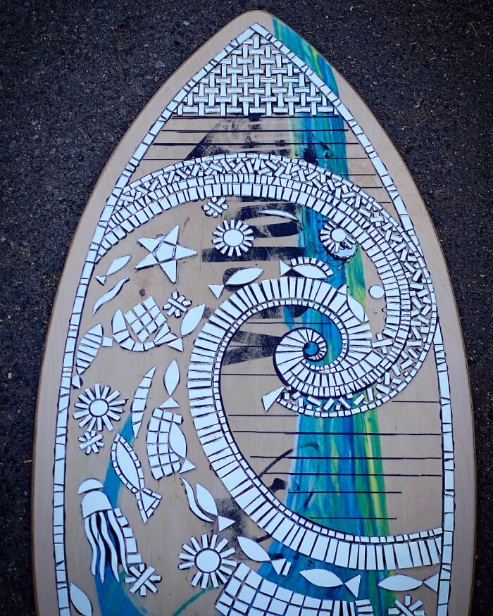 I Created This All Mirror Ocean Wave Inspired Mosaic Skim Board