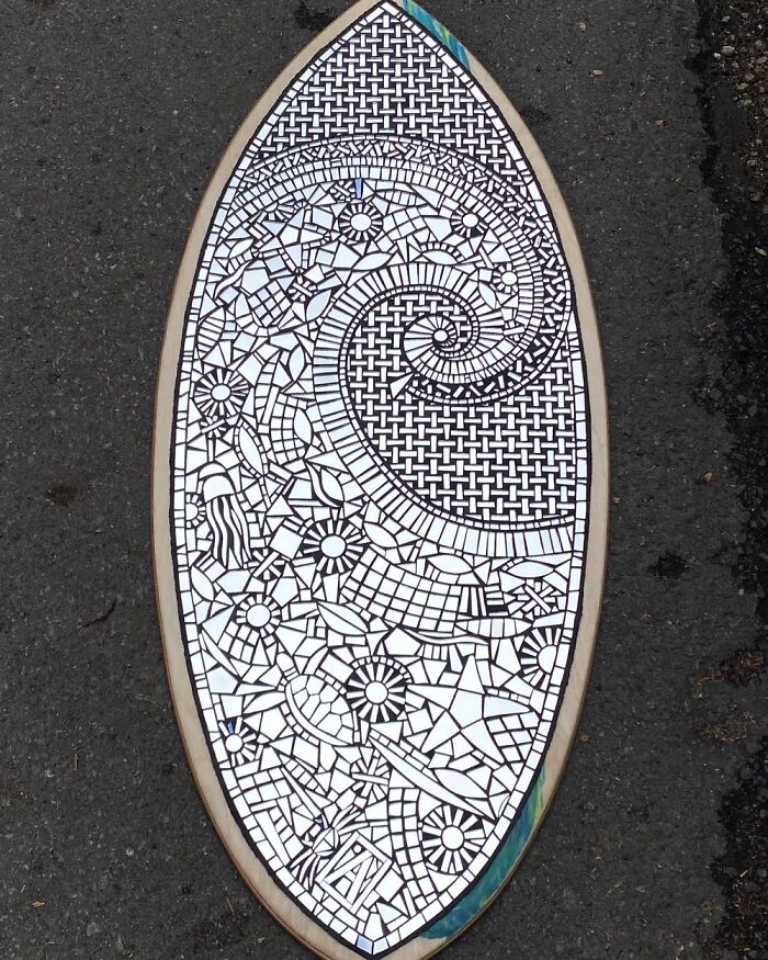 I Created This All Mirror Ocean Wave Inspired Mosaic Skim Board