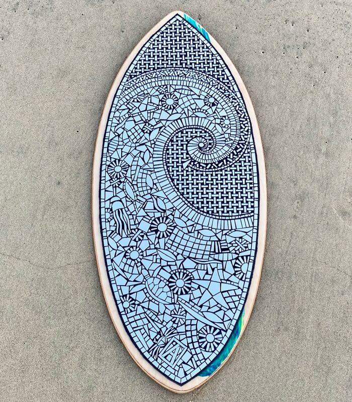 I Created This All Mirror Ocean Wave Inspired Mosaic Skim Board