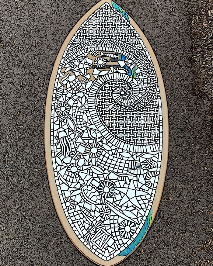 I Created This All Mirror Ocean Wave Inspired Mosaic Skim Board