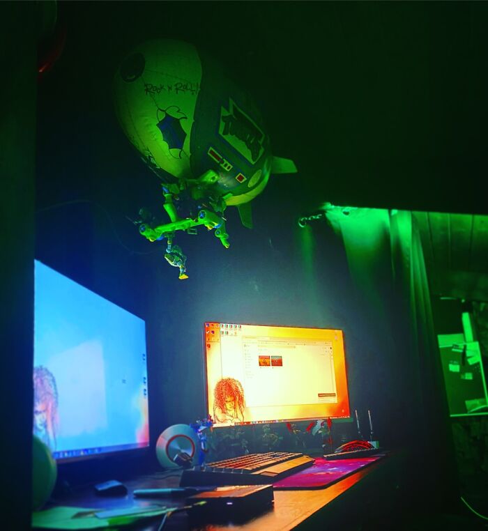 Vintage 1990's Turtle Blimp Above My Desk!