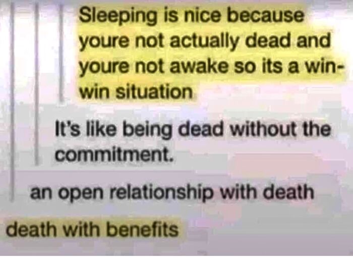 Speaking Of Sleeping . . .