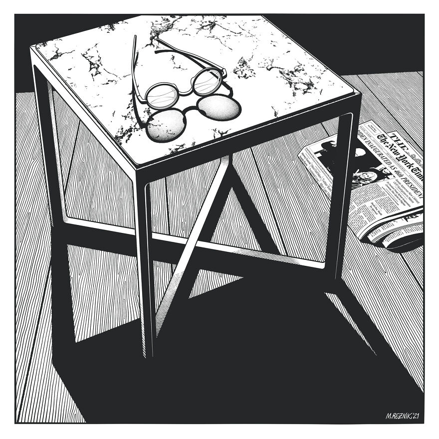 Highly Detailed Film Noir Inspired Furniture Illustrations