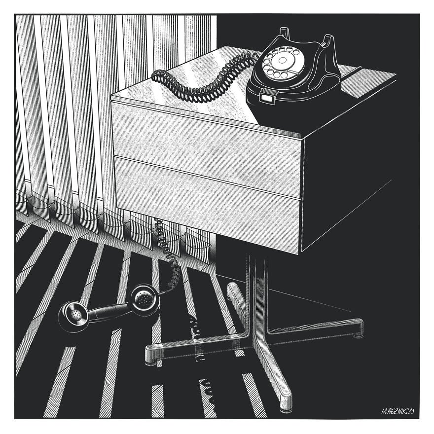 Highly Detailed Film Noir Inspired Furniture Illustrations
