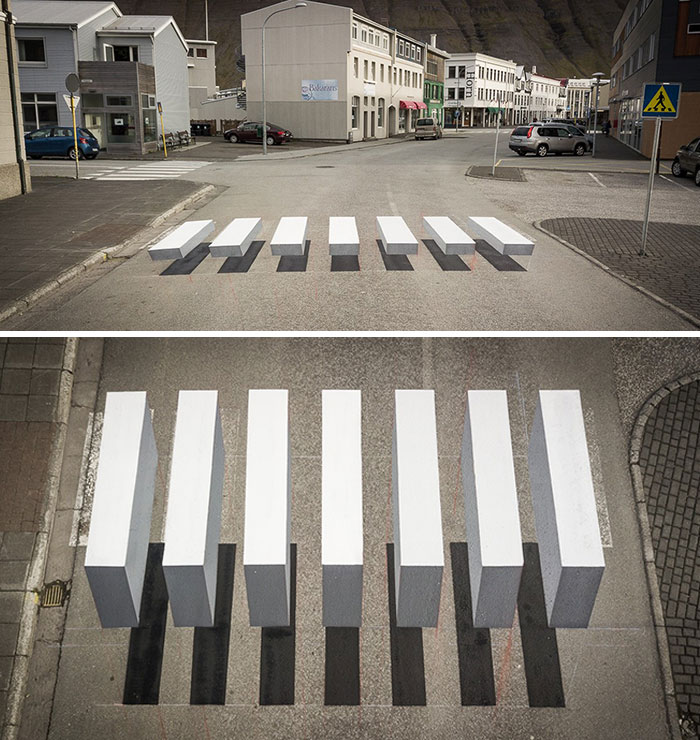 Town In Iceland Paints A 3D Pedestrian Crossing To Slow Traffic