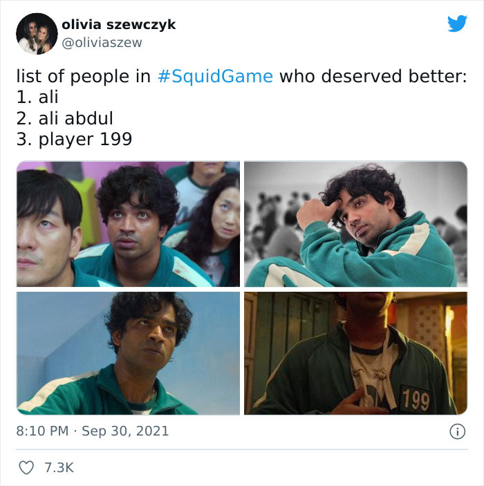 Meme of characters from Netflix's Squid Game highlighting player 199 as deserving better.