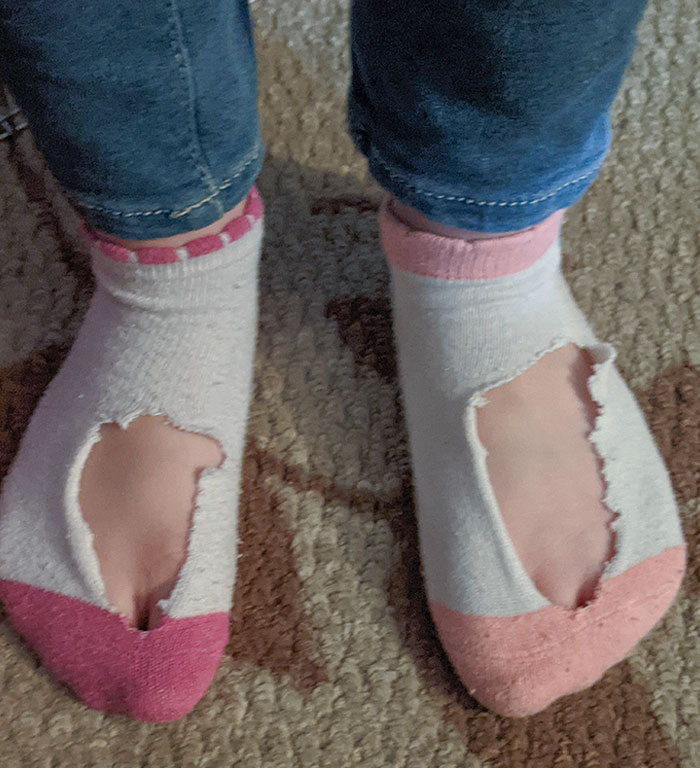 My Five-Year-Old Daughter Cut Holes In Her Socks Just In Case Her Feet Get Hot