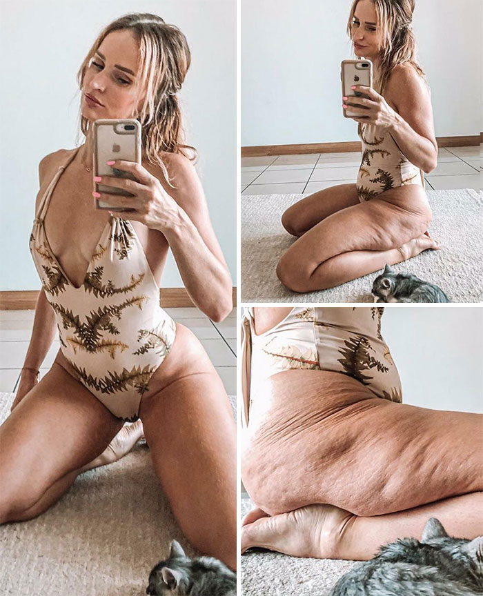 The Woman In The Picture Often Posts About How People Use Angles To Appear Skinnier And To Hide Cellulite/Skin Blemishes - Found On Her Instagram