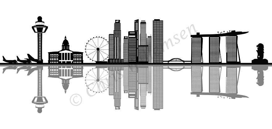 Singapore Mirror City Skyline